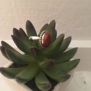 Dainty Red Jasper Sterling Ring